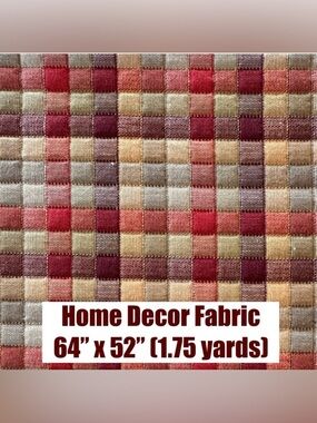 Home Decor Fabric Multi-Square Autumn Colors 64” x 52” (1.75 yards)